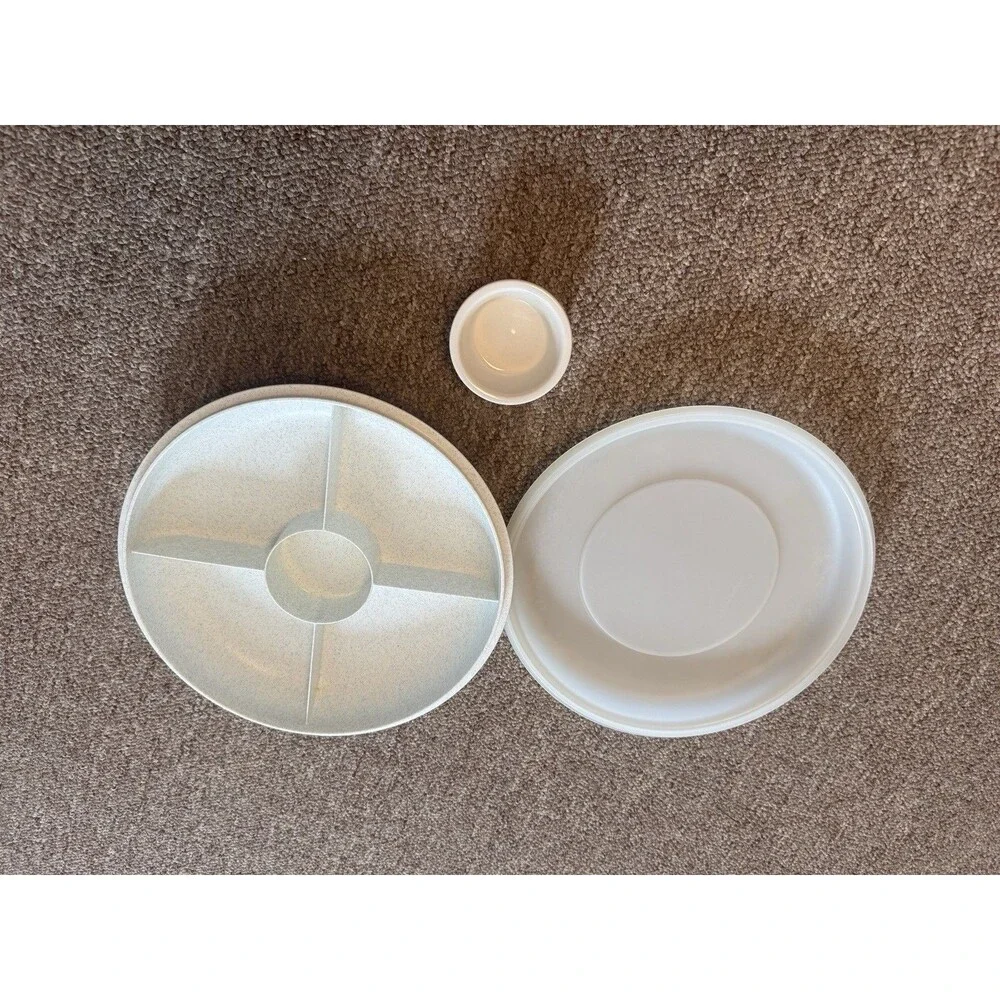 Vintage Tupperware 1708-02 Divided Serving Tray With Lid And Bowl EUC
